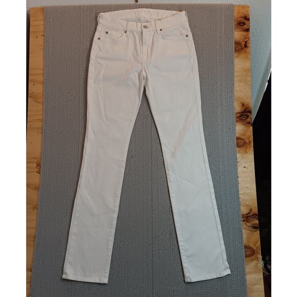 7 For All Mankind Favorite Jeans Women's 28 28X32 White Out Straight Leg - Picture 3 of 16